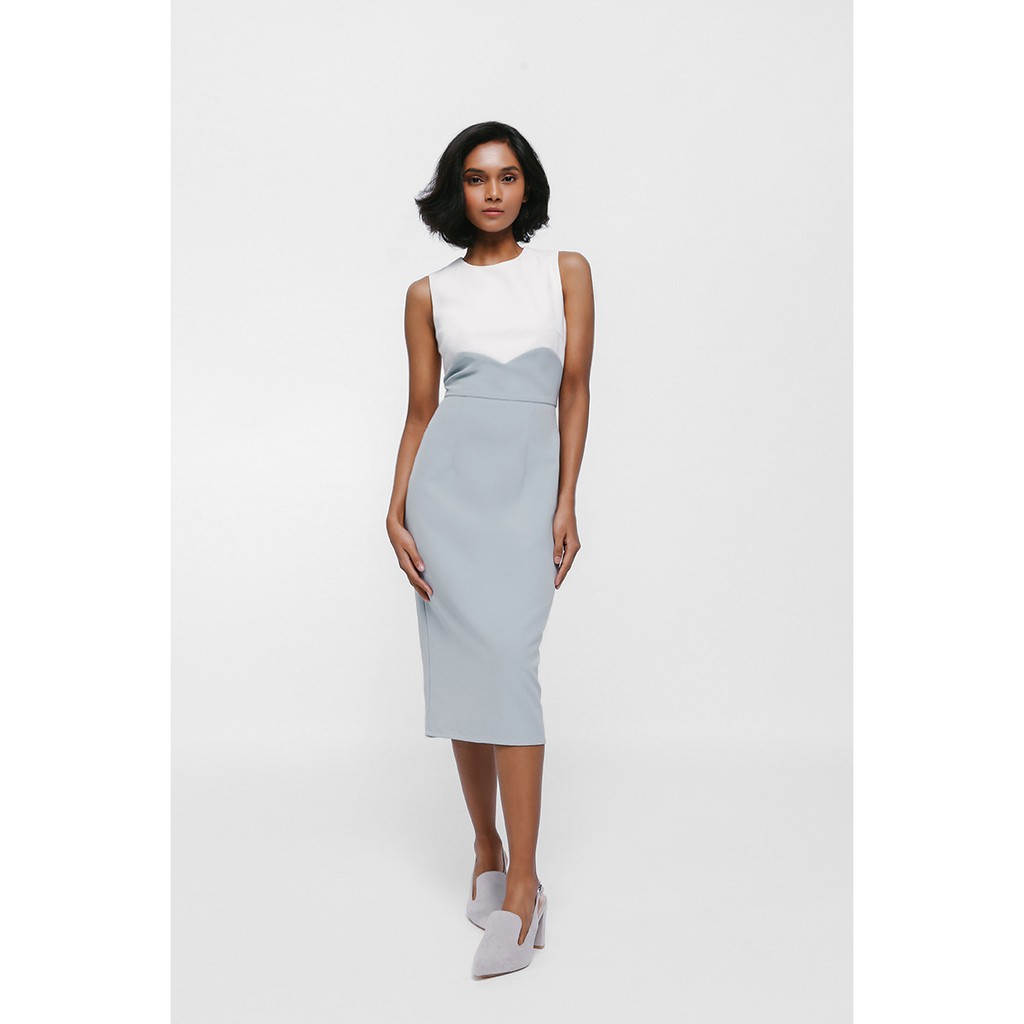 Love Bonito LB Merina Colourblock Midi Dress in Dusty Blue (M) | Shopee  Singapore