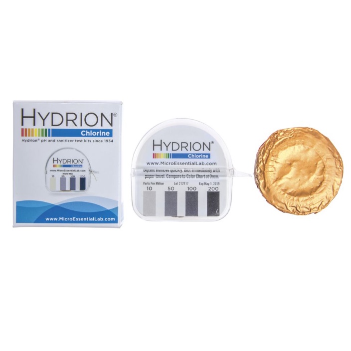 Hydrion Chlorine Test Strips Paper Dispenser for Sanitizer Solutions