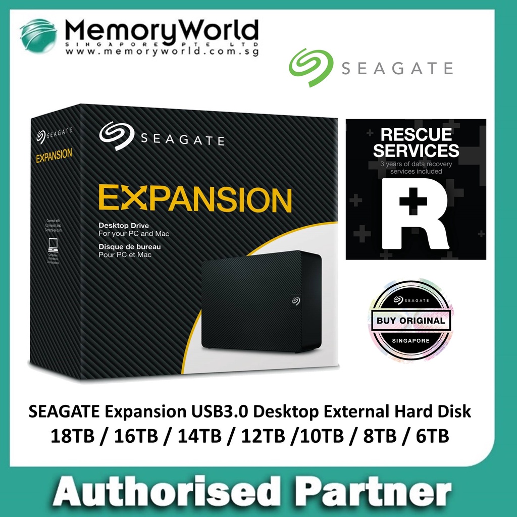 SEAGATE Expansion Desktop External Drive 3.5" USB 6TB / 8TB / 10TB