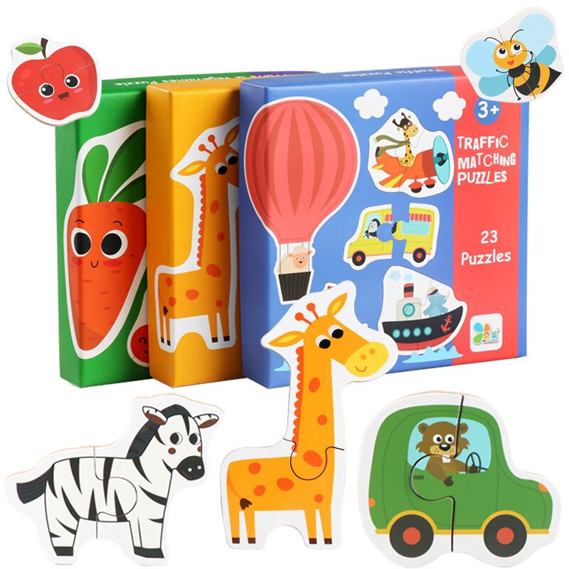 Baby Matching Jigsaw Puzzle Animal/Traffic/Fruit Vegetables Wooden Toys ...