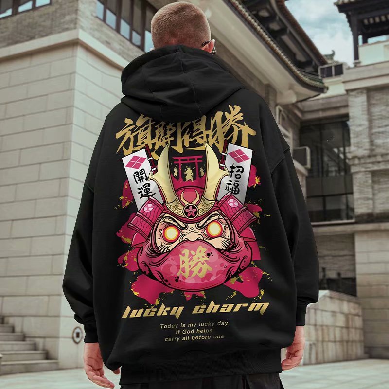 New autumn and winter men s ultra Dalian hoodie oversized Japanese style samurai general print hoodie couple hooded sweater men s and women s hoodies Shopee Singapore
