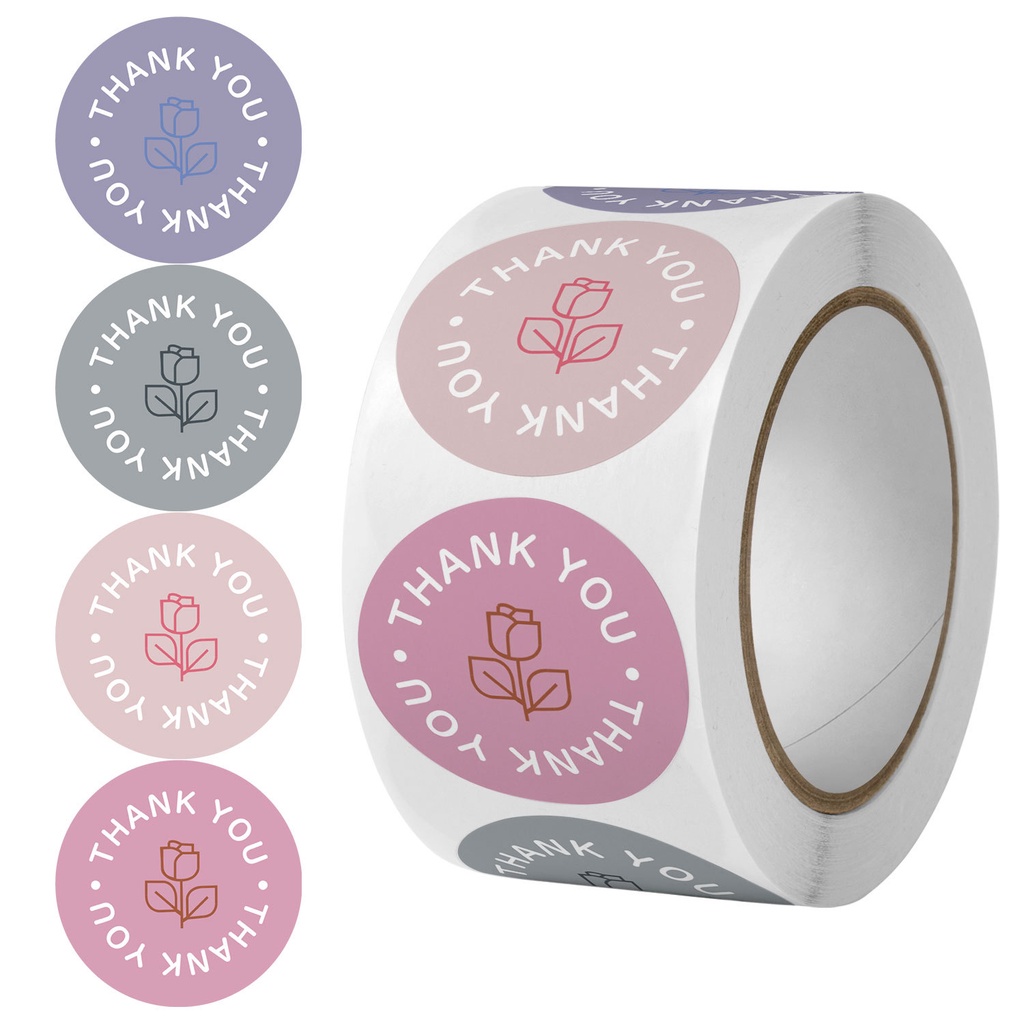 500 Pcs/Roll 1 Inch Round Thank You Stickers Roll Envelope Seal Labels ...