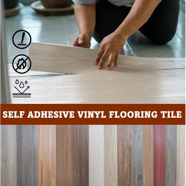 [SG SELLER] WaterResistant Vinyl Flooring PVC Self Adhesive Wooden