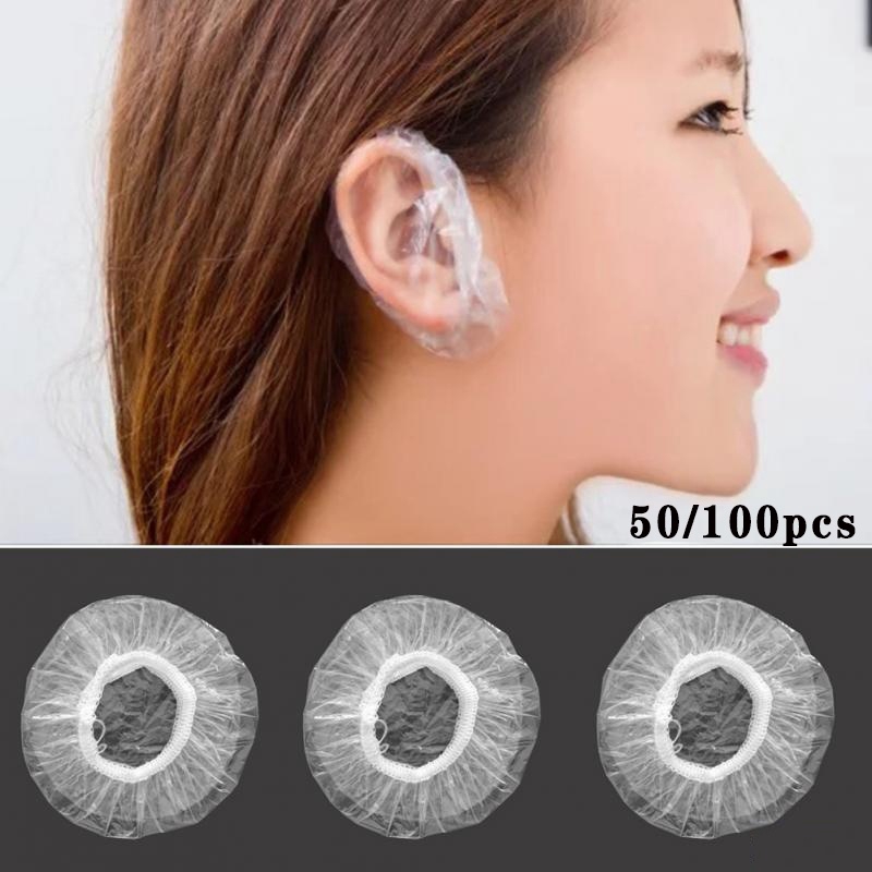 50/100pcs Thickened Disposable Plastic Waterproof Ear Protector Cover