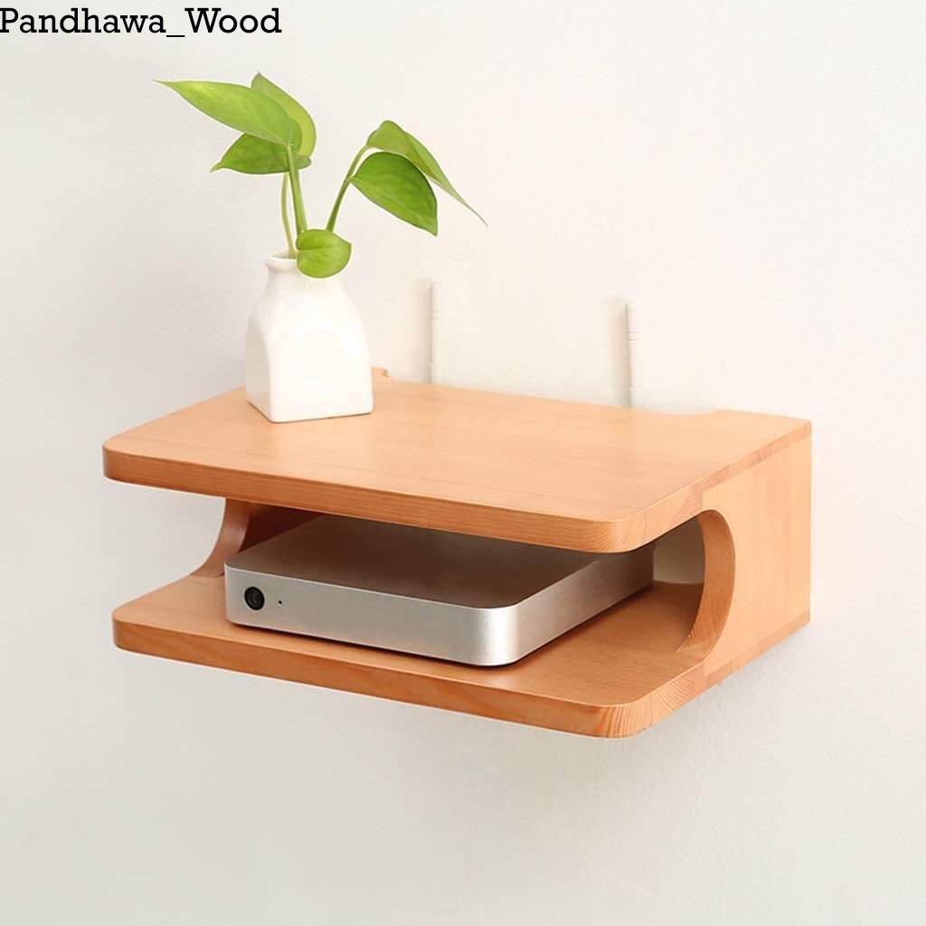 KAYU Wifi Router Wall Shelf/Wifi Router Organizer Rack/Wifi Router Wall Shelf/Solid Wood STB