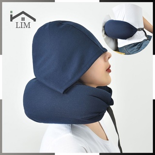 U Shaped Neck Pillow Lumbar Pillow Travel Pillow Polystyrene Beads With Hood Shopee Singapore