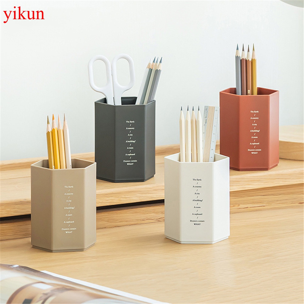 YIKUN Creative Multi-purpose Hexagonal Design Pen Holder Student ...