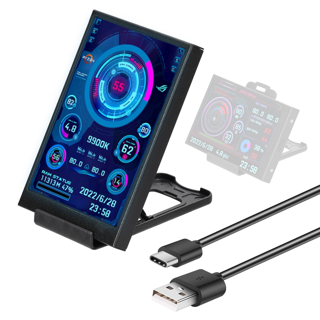 MIS 3.5 Inch IPS Display Screen USB Secondary Screen Computers CPU GPU RAM HDD Monitor Time Date Display Horizontal Vertical Screen Switch
