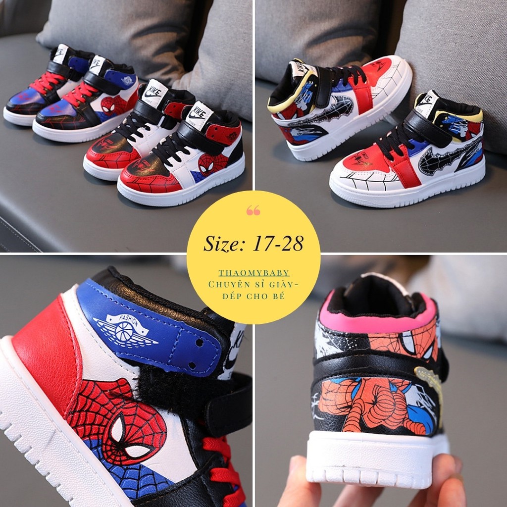 Jordan Spiderman Sneakers With High Tube And Spider Pattern For