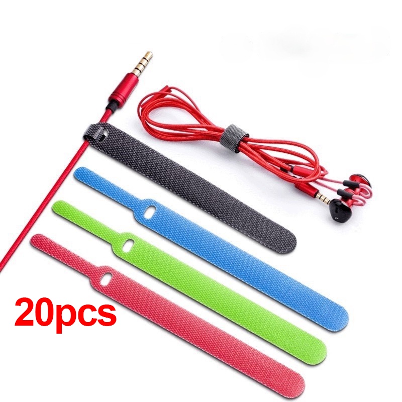 20pcs Cat Type Cable Tie Reusable Cord Organizer Keeper Holder, Fastening Cable Ties Straps