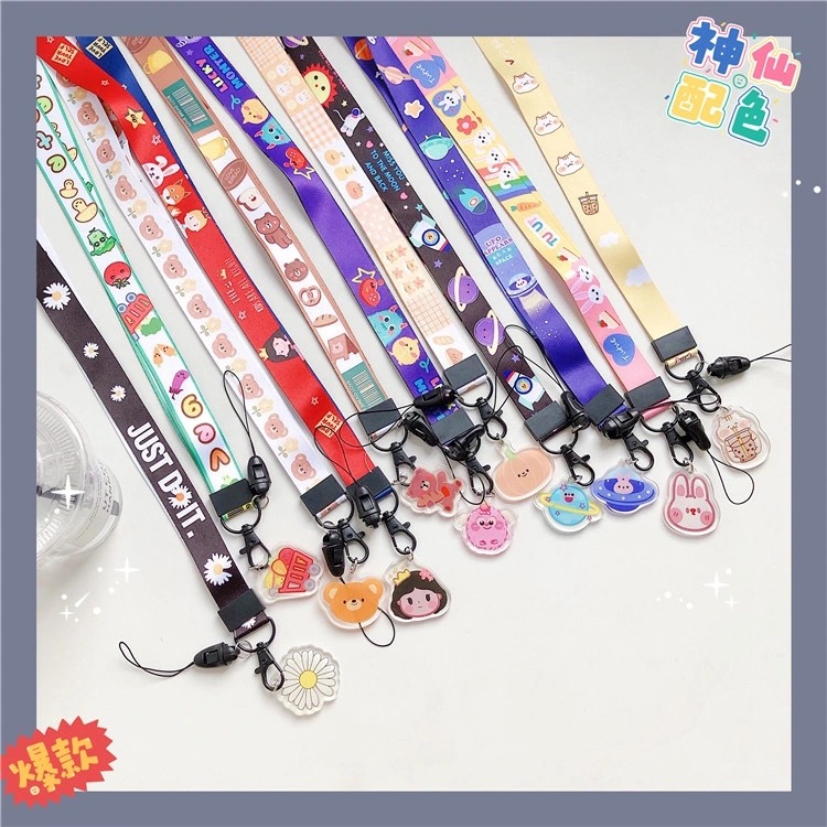 Phone Lanyard Student ID Card Hanging strap Rope With Pendant Lovely ...