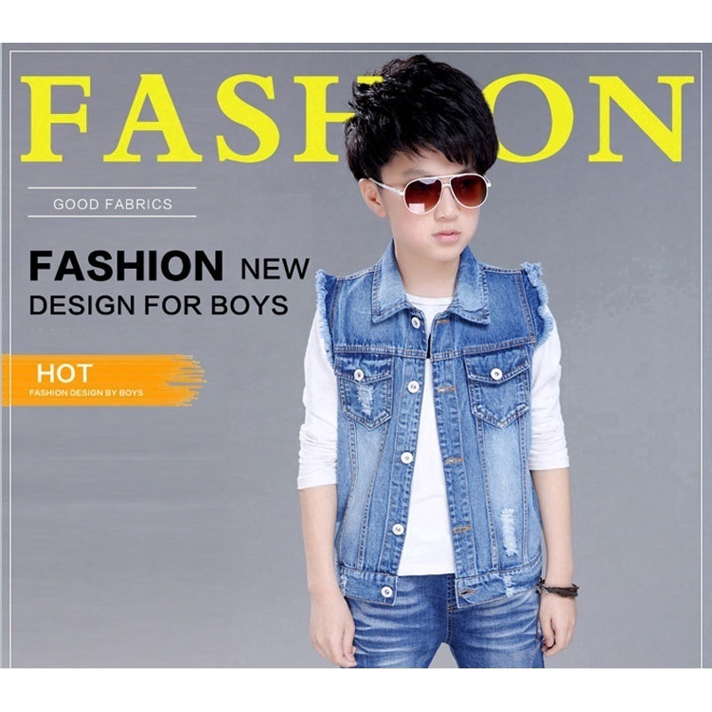 Childrens sleeveless 2024 denim jacket