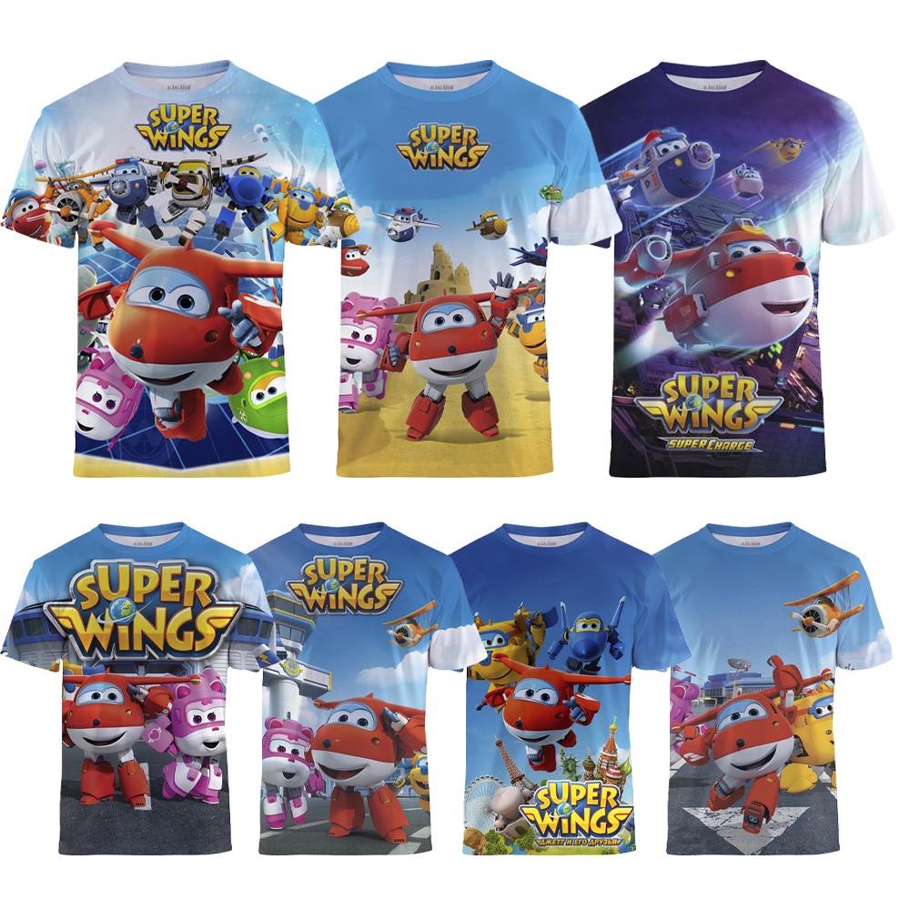 Super Wings Boys T Shirt Short Sleeve Super Wings 3D Printed Cartoon T Shirts Shopee Singapore