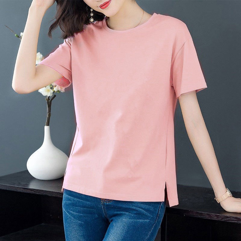 Solid Color Short Sleeve T-shirt Women's Korean Version Summer New ...