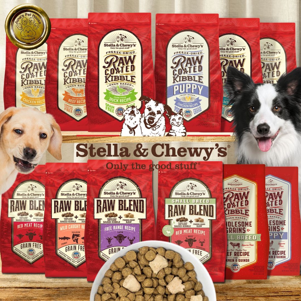 Stella Chewy's DOG raw coated kibbles & Raw Blend & Whole Grain