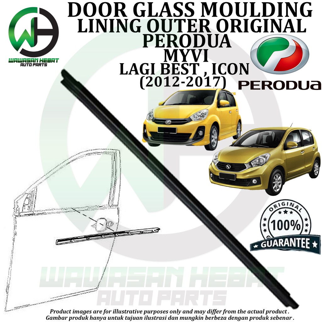 Perodua Myvi Lagi Best , Icon Door Glass Outer Moulding Lining (2012 ...