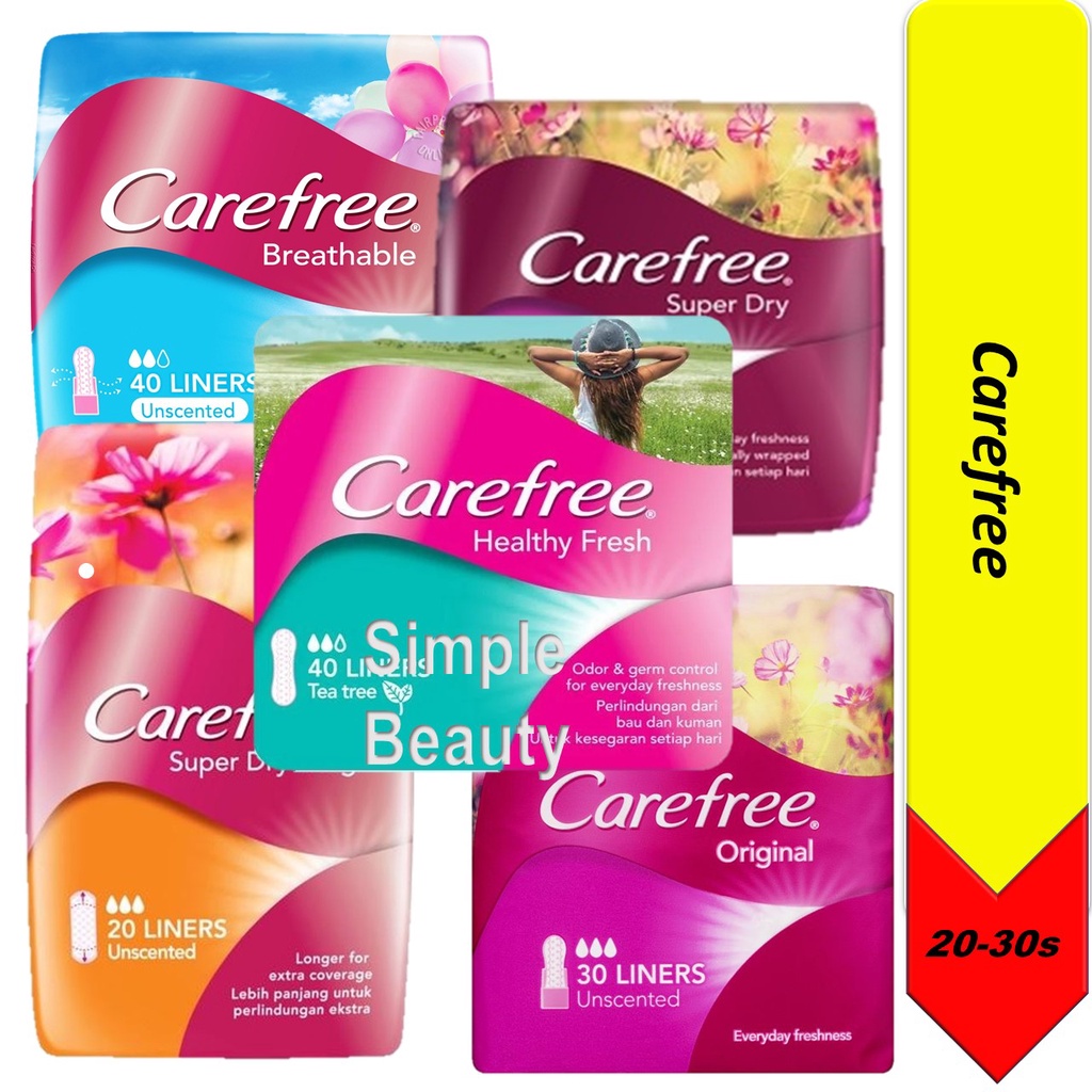 Carefree Panty Liners Original / Breathable / Super Dry, 20s40s