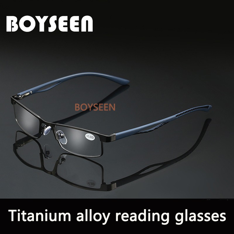 BOYSEEN Titanium Alloy Reading Glasses Aspheric 12layer Coated Lenses