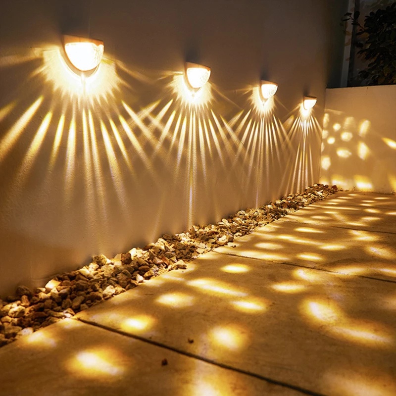 [Stock] 6LED Semicircular Waterproof Sensor Wall Lamp/ Outdoor Light Control Led Solar Lights Decoration/ Energy Saving Night Lights for Patio,Garage,Garden,Street,Fence