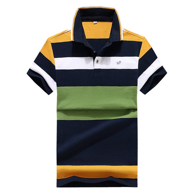 Men Polo Shirt Korean Slim Fit Short Sleeve Striped POLO Tshirt ...