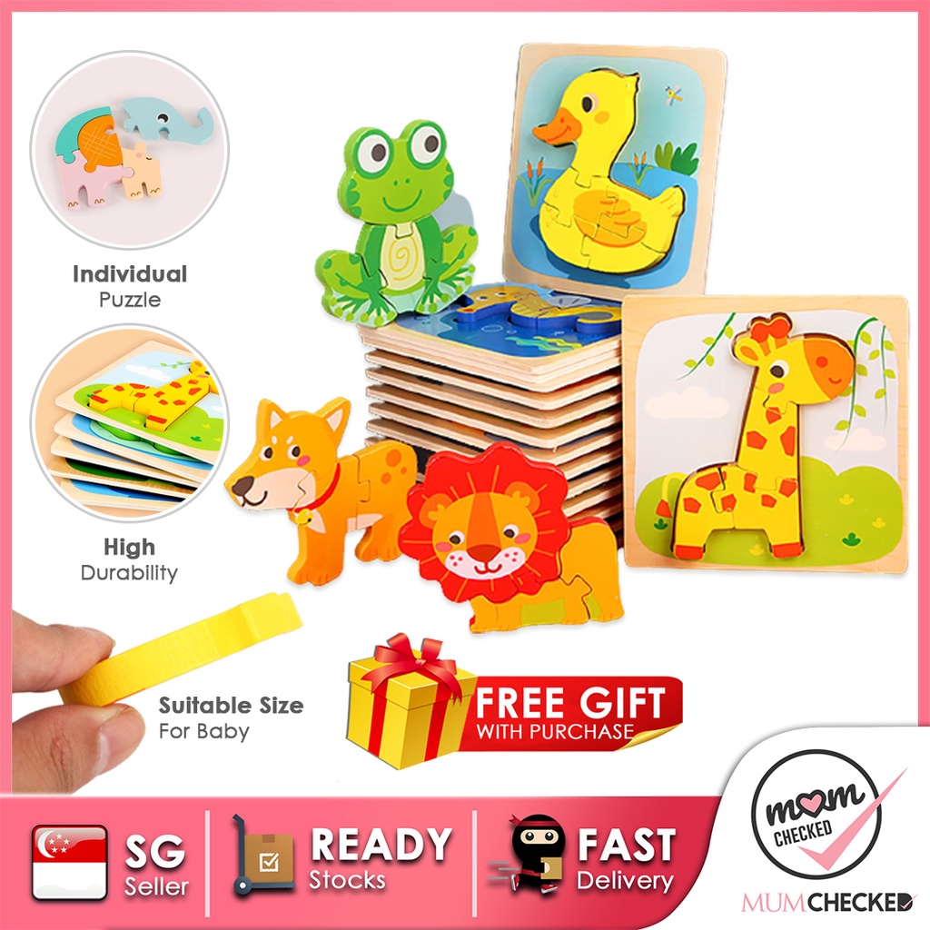 Montessori Wooden Puzzle For Kids | 3D Puzzle Early Educational Card ...