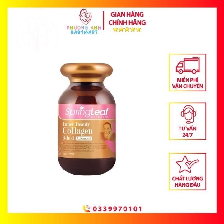 Spring Leaf Inner Beauty Collagen 6-IN-1 Collagen Pills Box of 180 Skin ...