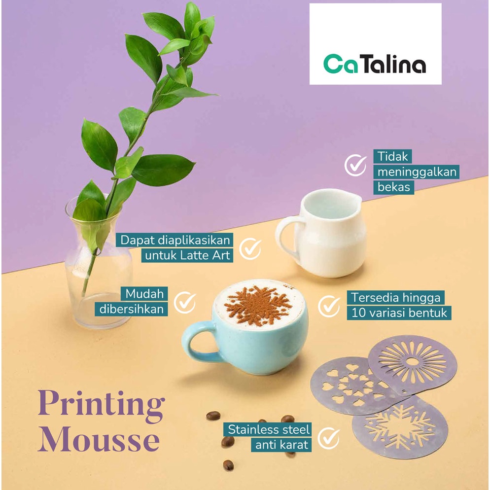 CaTalina Latte Art Tools Dekorasi Kue Kopi Latte Stainless - Gambar 2