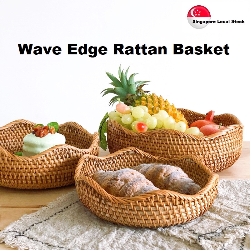 Singapore Local Hand-Woven Round Vietnam Wild Cane Rattan Wave Edge ...