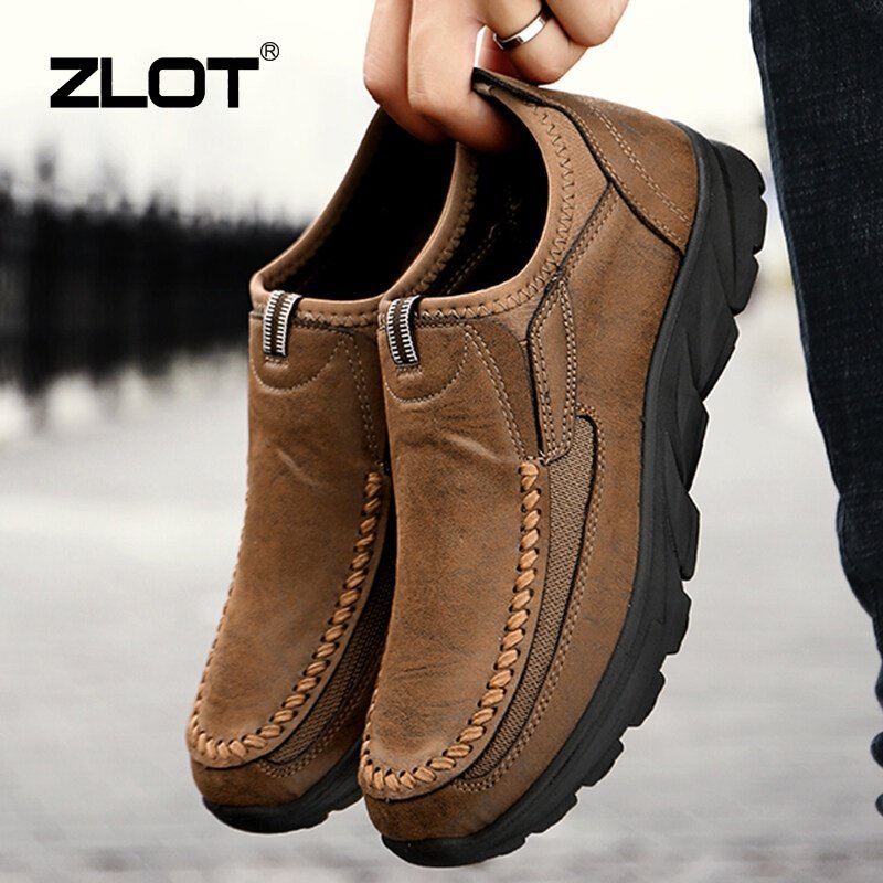 2022 Handmade Leather Work Shoes Fashion Casual Slip On Shoes For