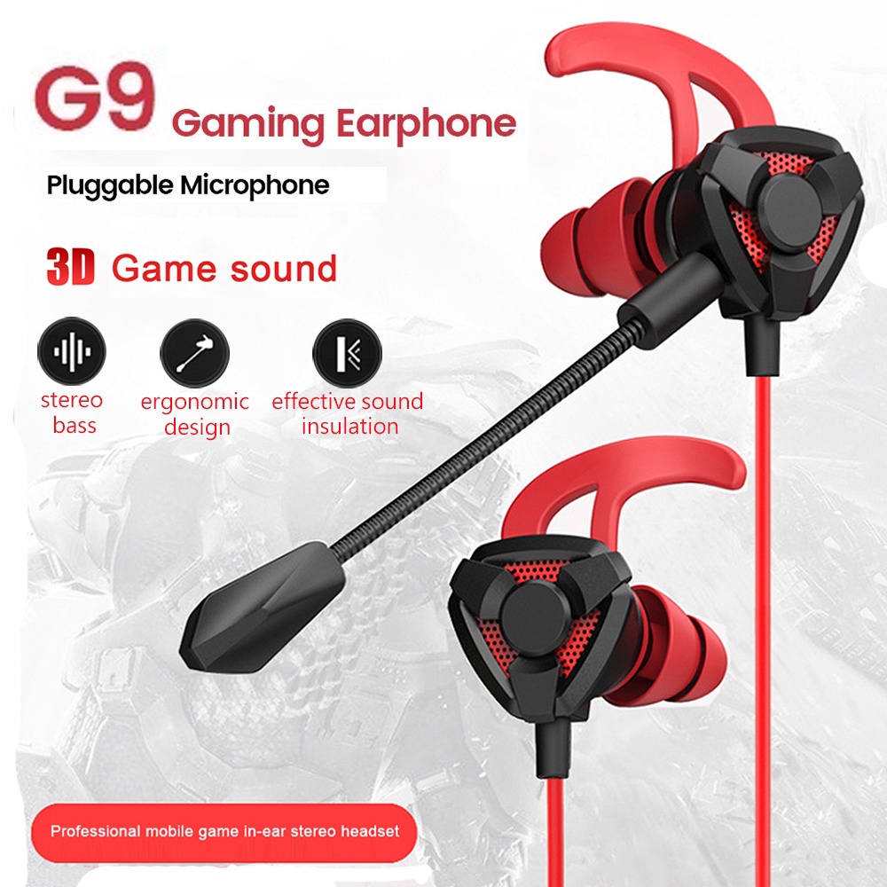 Elough G9 Gaming 3.5mm Wired Earphones with Microphone Dual Microphone Noise Cancelling Bass Gaming Headphones Hi Fi Stereo Earbuds Shopee Singapore