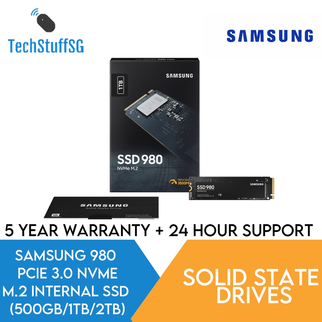 Samsung 980 1TB PCIe® 3.0 VNAND NVMe® M.2 Internal SSD (MZV8V1T0B/AM