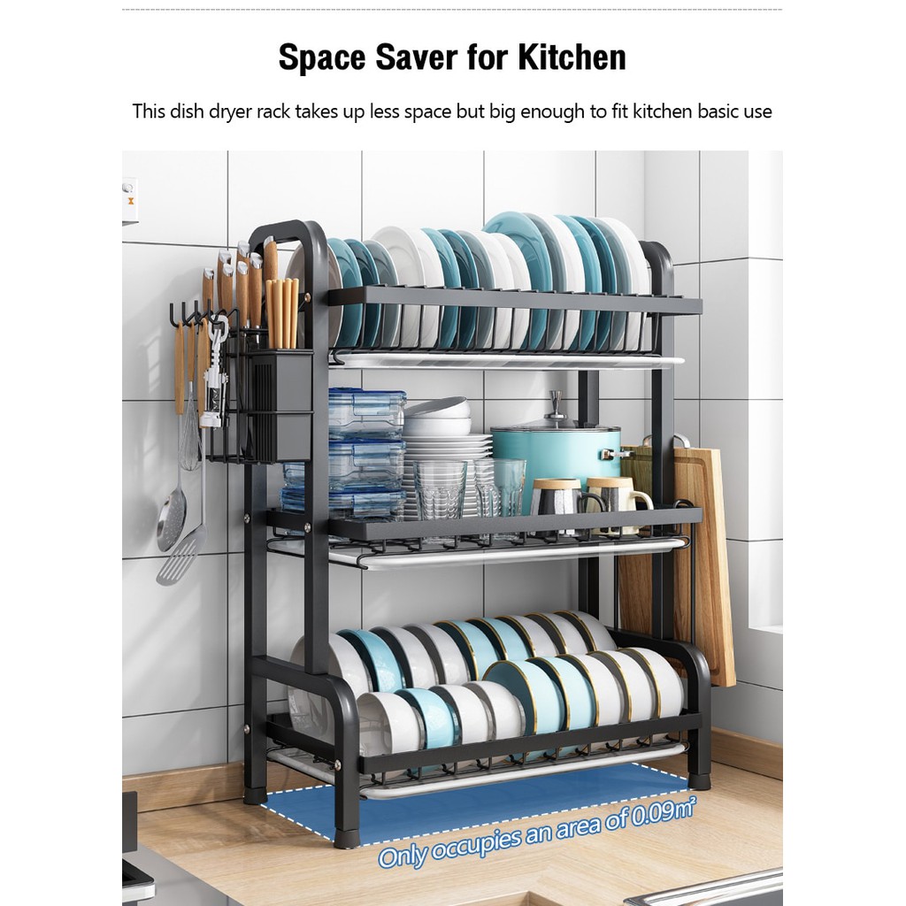 Modern Compact Kitchen Dish Rack Drainboard Set, Large Rust-Proof Dish ...