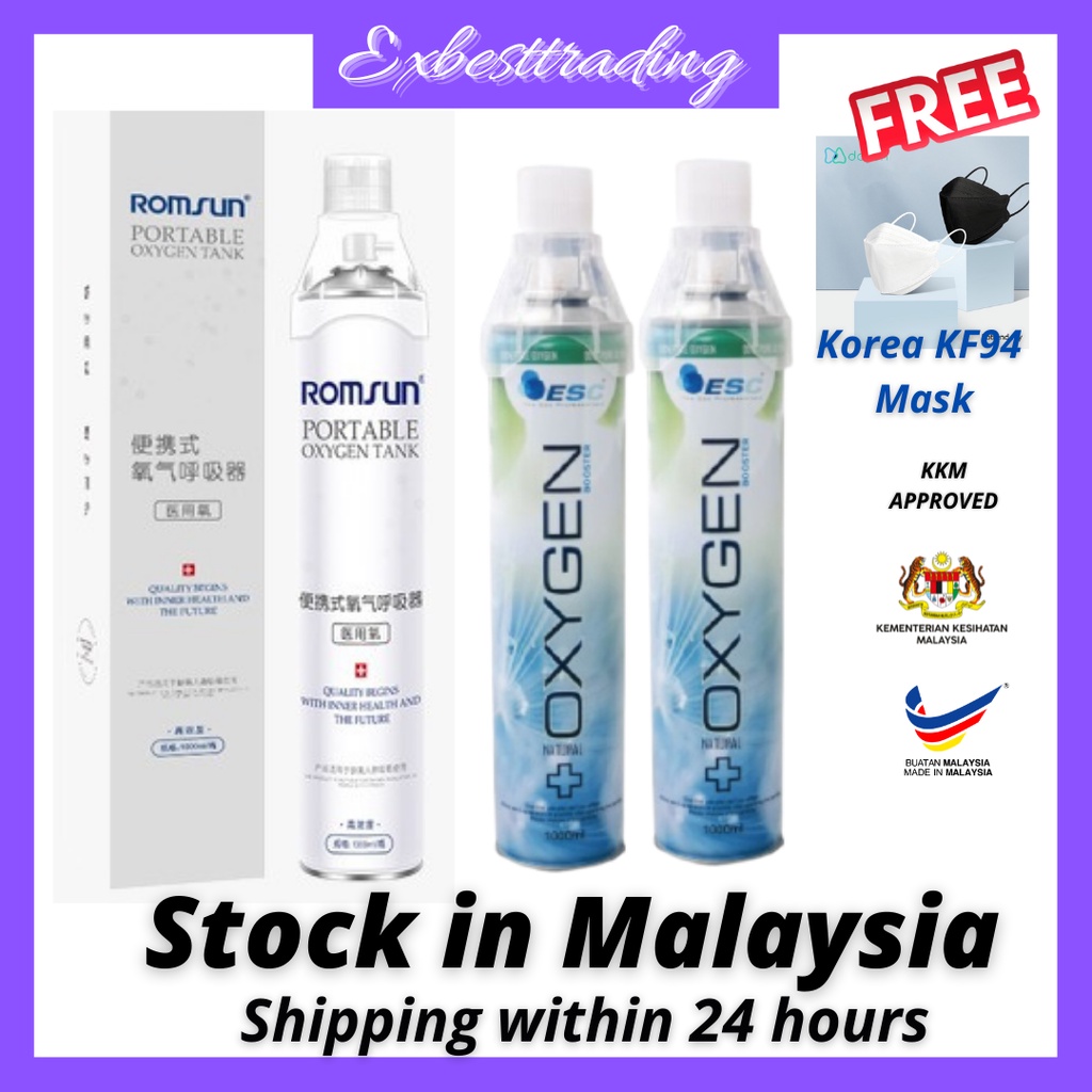 ROMSUN / ESC Medical Portable Oxygen Inhaler with face mask 1000ml can ...