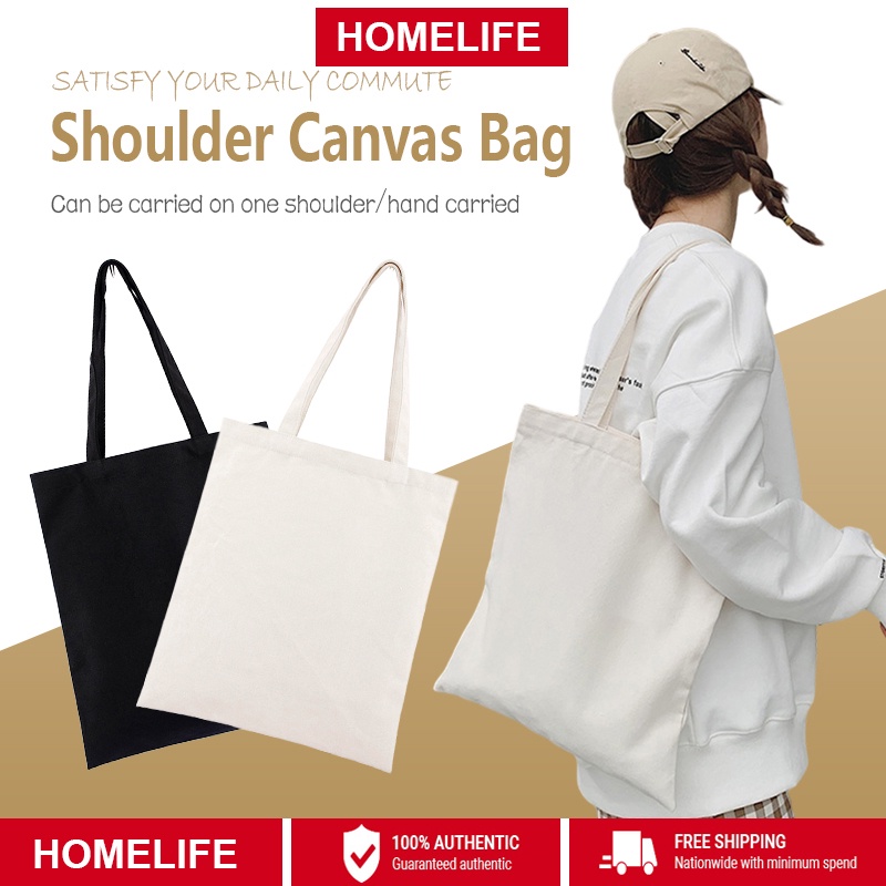 [SG Stock] 35*42cm Plain Canvas Bag Plain Tote Bags Eco Cotton Student