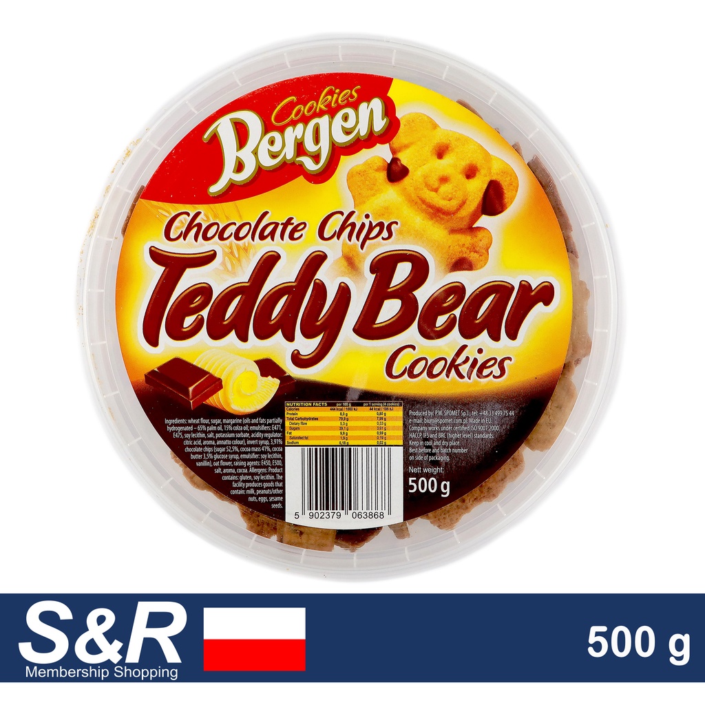 Bergen Chocolate Chips Teddy Bear Cookies 500g Shopee Singapore