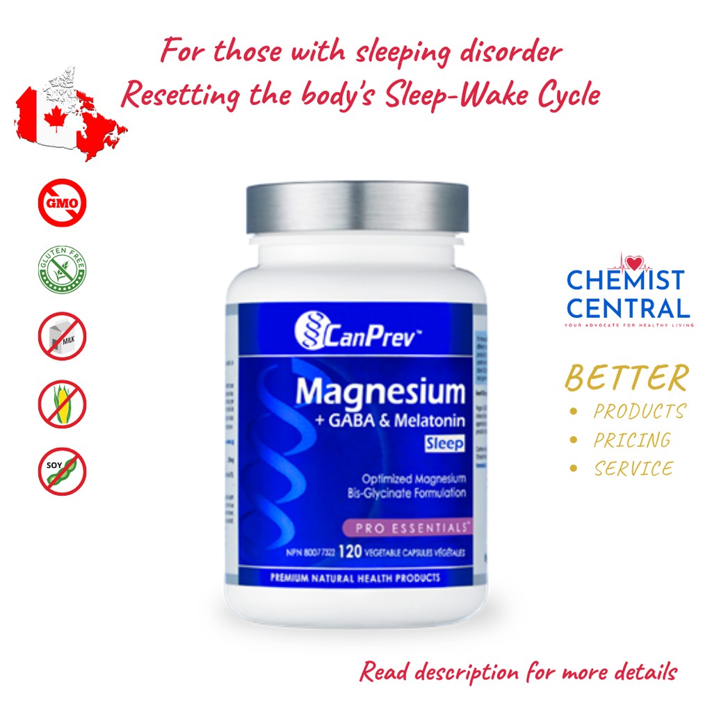 Magnesium + GABA & Melatonin for SLEEP [120 Vege Capsules] - CanPrev ...