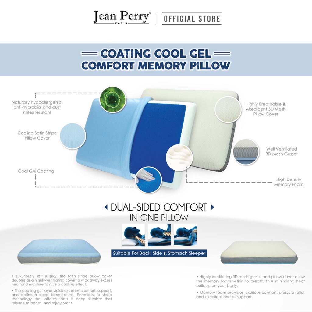 Jean Perry Coating Cool Gel Memory Pillow Shopee Singapore