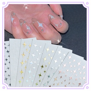 3D Nail Art Stickers Letter Laser White Black Gold Nail Stickers