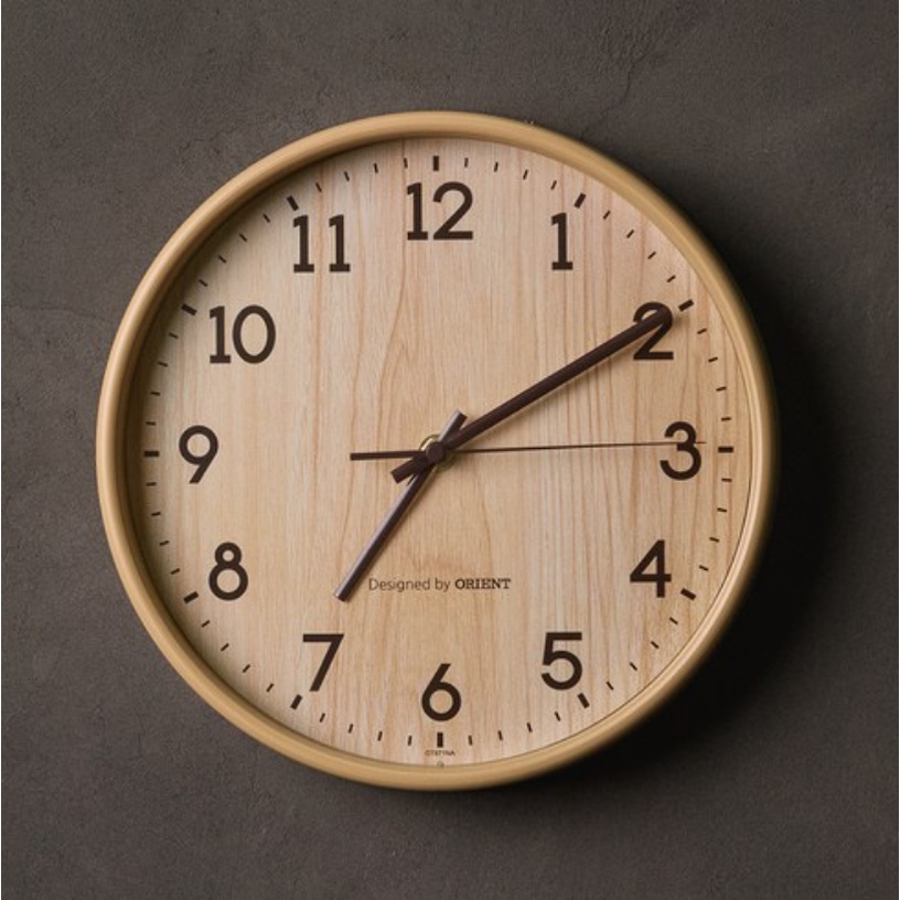 Orient Wooden Pattern Silent Wall Clock - Light Brown / Non-ticking ...