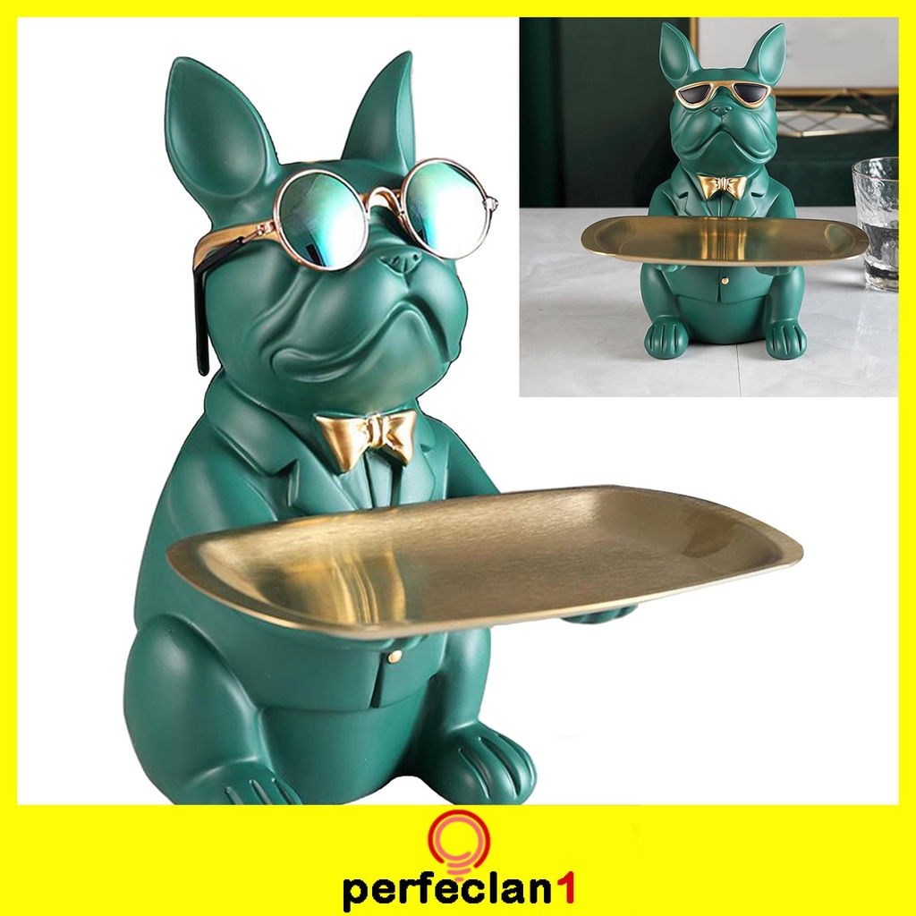 [PERFECLAN1] 2022 New Year Tray  Little Bear /Resin Bulldog Decorative Storage Tray Home Decor Sculpture Modern Art Figurine
