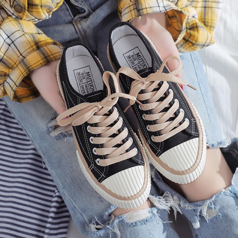 2021 Women Platform Sneakers Ulzzang Korean Style Lace Up Sneakers Casual Shoes Fashion Woman Canvas Shoes Shopee Singapore