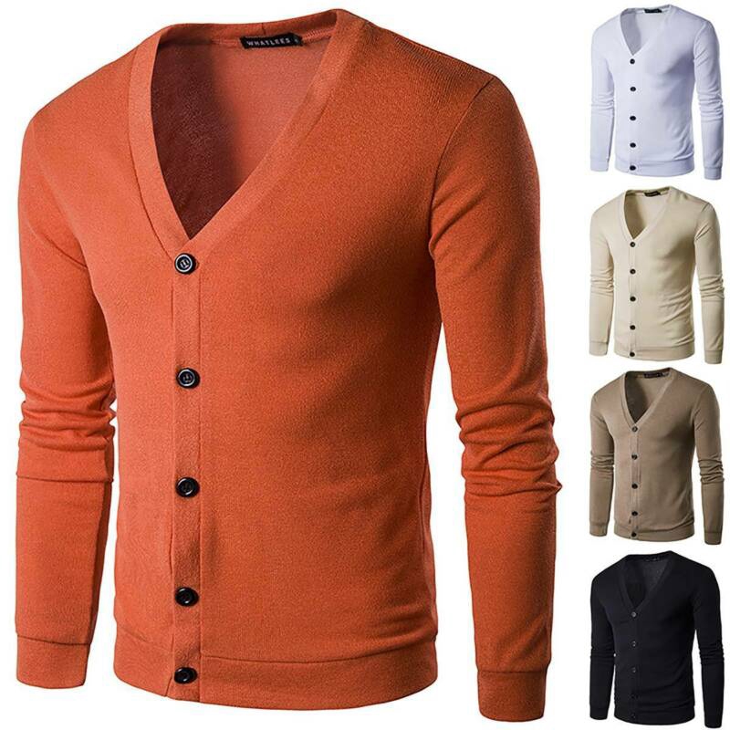 Mens V Neck Knit Button Cardigan Slim Casual Autumn Xmas Gifts Shopee Singapore