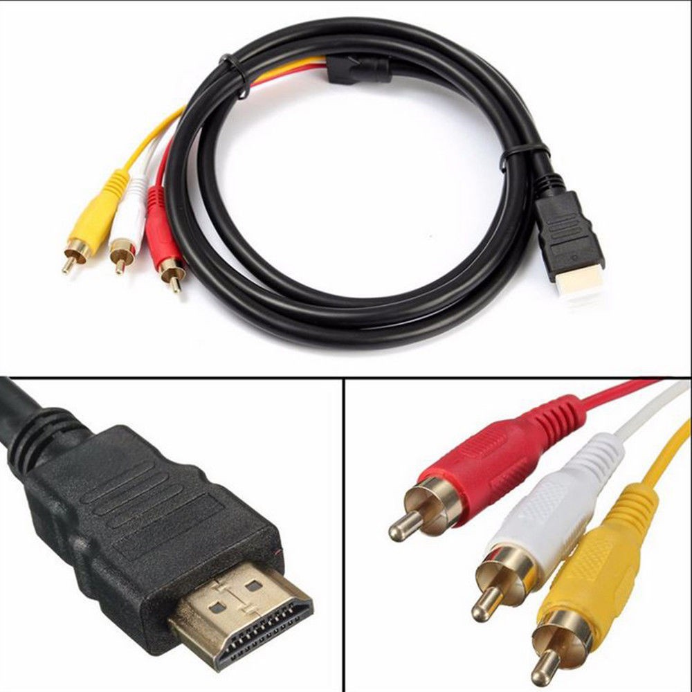 1.5m HDMI Male to 3 RCA Video Audio AV Cable Adapter For HDTV 1080P ...
