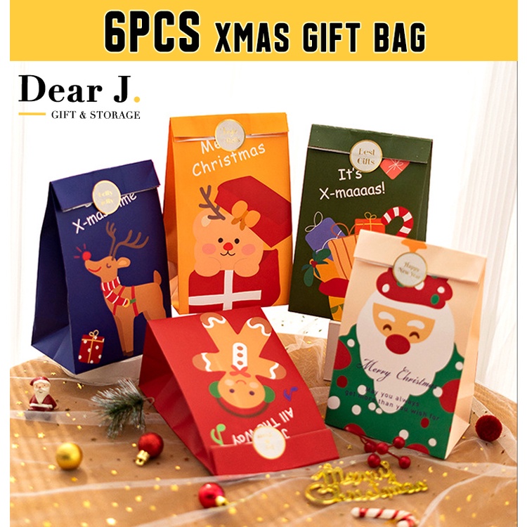 6pcs Set Christmas Gift Paper Bag / Christmas Packaging / Xmas gift