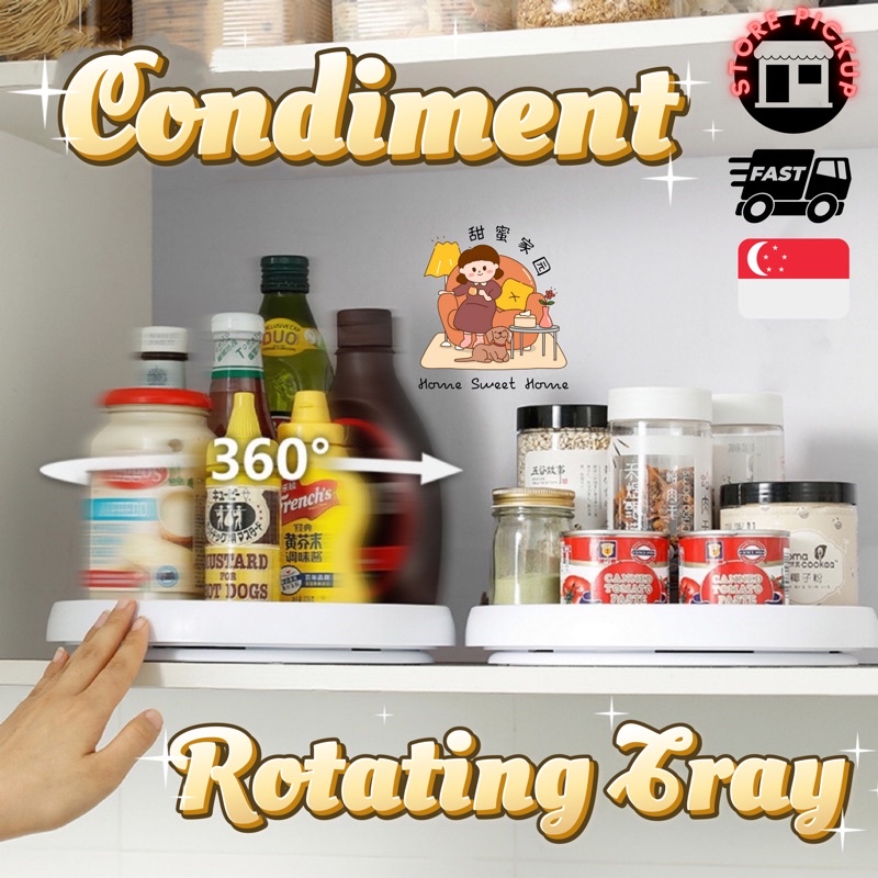[SG] Condiment Rotating Tray 360 Lazy Susan Kitchen Organiser Seasoning ...