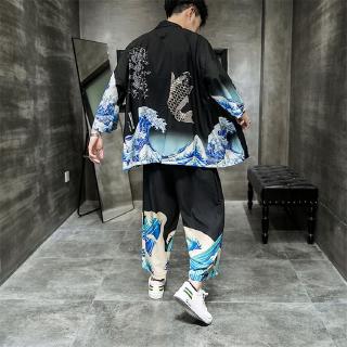 Men Corduroy Kimono Jacket Japanese Coat Haori Outwear Patch Retro Loose  Cardigan