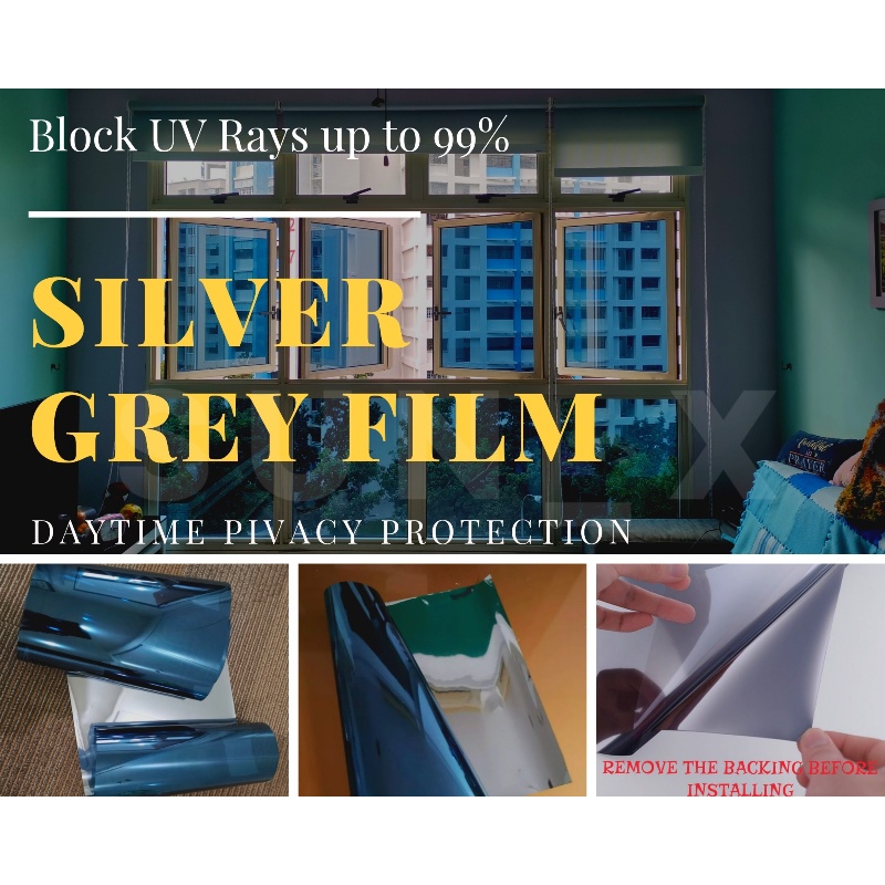 LOCAL SELLER!! 50 X 120 cm SILVER GREY REFLECTIVE WINDOW FILM READY ...