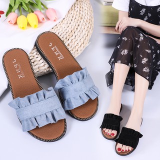 Buy 2021 Four Seasons Plush Slippers Trendy Korean Style Rhinestone Open  Toe Outer Wear Net Red Shoes on ezbuy SG
