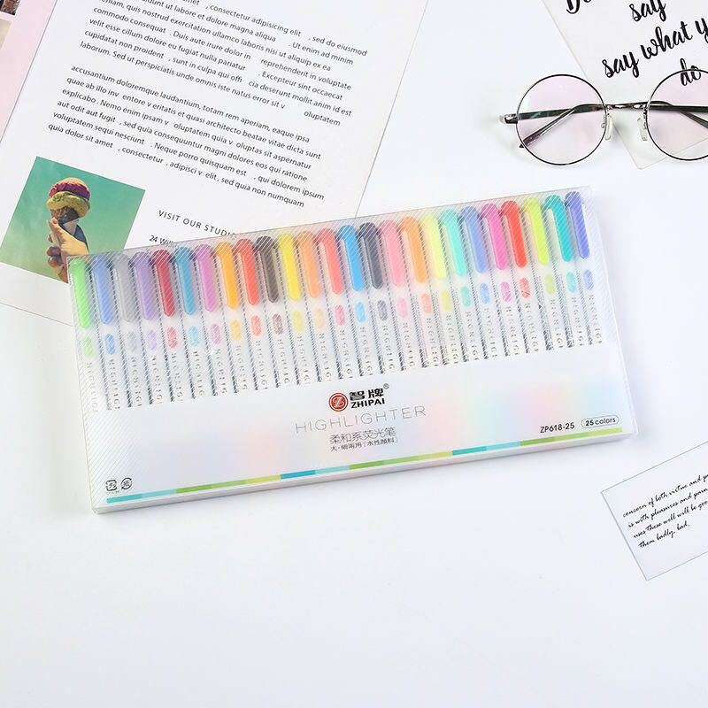 25 color highlighter double-headed light color highlighter pen set ...