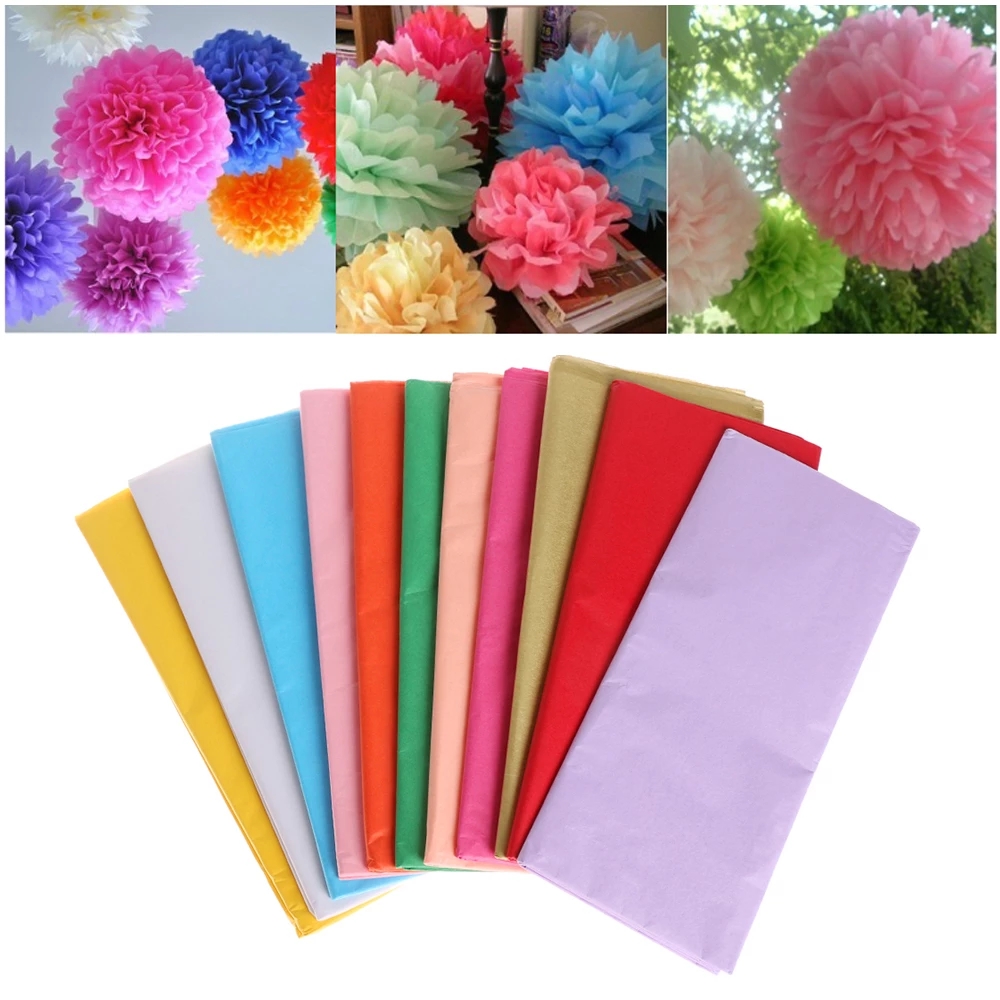 10pcs Gift Packaging Craft Tissue Paper Flower Wrapping Paper Roll Wine ...